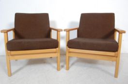 TWO VINTAGE RETRO 20TH CENTURY EASY CHAIRS / ARMCHAIRS