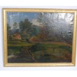 LARBE VICTORIAN GILT FRAMED OIL ON CANVAS OF A RUR