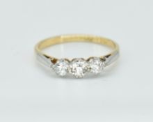 18ct Gold Platinum & Diamond Three Stone Ring