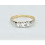 18ct Gold Platinum & Diamond Three Stone Ring