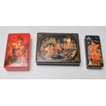 COLLECTION OF THREE VINTAGE LATE 20TH CENTURY RUSSIAN LACQUER BOXES