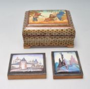 COLLECTON OF THREE VINTAGE HAND PAINTED LATE 20TH CENTURY INDIAN TOURISTWARE