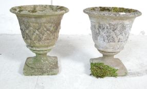 PAIR OF ANTIQUE RECONSTITUTED STONE GARDEN PLANTERS