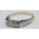 18CT GOLD PLATINUM & DIAMOND RING