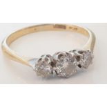 18CT GOLD PLATINUM AND DIAMOND THREE STONE RING