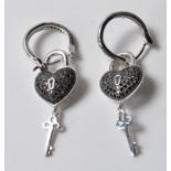 PAIR OF STAMPED 925 SILVER LADIES HEART HOOP EARRINGS.