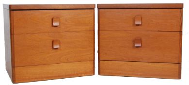 TWO LATE 20TH CENTURY DANISH INSPIRED TEAK WOOD BEDSIDE CABINETS