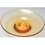 WHITEFRIARS - BARNABY POWELL - ART DECO AMBER GLASS BOWL