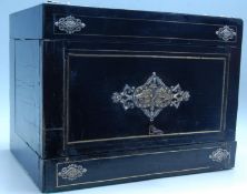 19TH CENTURY EBONISED WOOD TRAVELLING TANTALUS