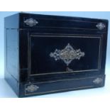 19TH CENTURY EBONISED WOOD TRAVELLING TANTALUS