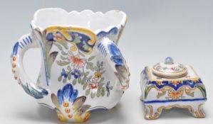 TWO ANTIQUE 19TH CENTURY FAIENCE FRENCH POTTERY ITEMS