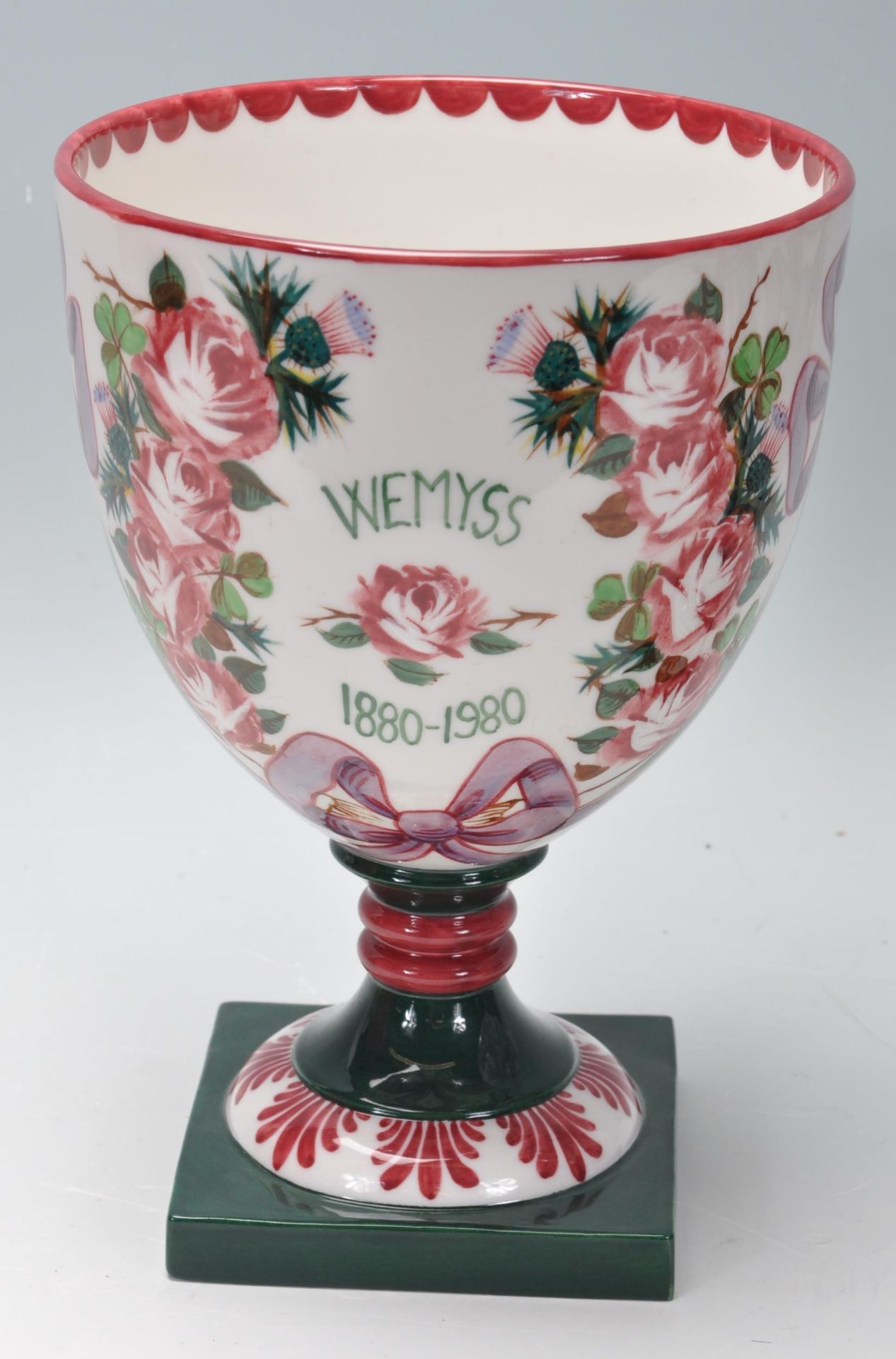 TWO VINTAGE LATE 20TH CENTURY WEMYSS CENTENTARY GOBLET - Image 2 of 7