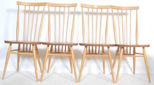 SET OF FOUR VINTAGE ERCOL BEECH AND ELM DINING CHAIRS