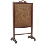 VINTAGE MID CENTURY GLAZED EMBROIDERED FIRE SCREEN