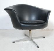 VINTAGE RETRO BLACK LEATHERETTE EGG CHAIR