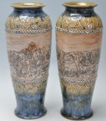 TWO EDWARDIAN ROYAL DOULTON VASES BY HANNAH B. BARLOW