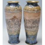 TWO EDWARDIAN ROYAL DOULTON VASES BY HANNAH B. BARLOW