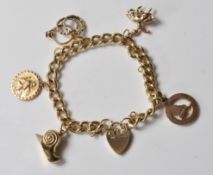 HALLMARKED 9CT GOLD CHARM BRACELET