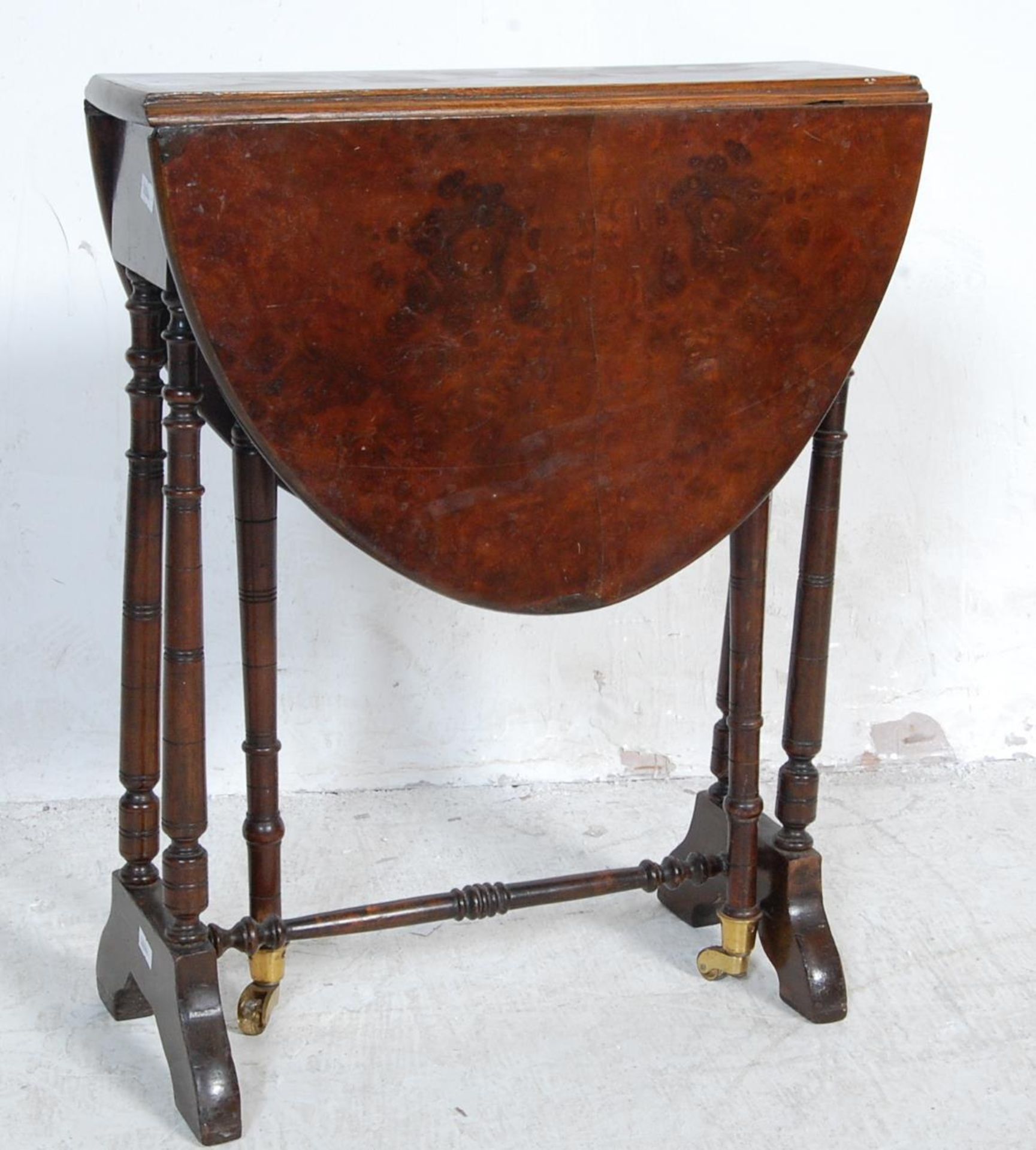 VICTORIAN BURR WALNUT SUTHERLAND OCCASIONAL TABLE