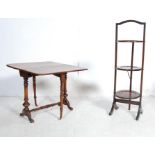 19TH CENTURY VICTORIAN WALNUT SUTHERLAND OCCASIONAL TABLE AND A CAKE STAND