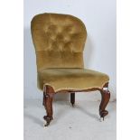 19TH CENTURY VICTORIAN MAHOGANY BUTTON BACK CHAIR