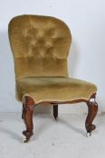 19TH CENTURY VICTORIAN MAHOGANY BUTTON BACK CHAIR