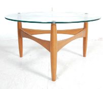 VINTAGE TEAK WOOD AND GLASS COFFEE TABLE