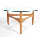 VINTAGE TEAK WOOD AND GLASS COFFEE TABLE