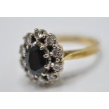 18CT GOLD SAPPHIRE AND DIAMOND RING