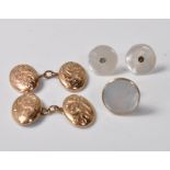 PAIR OF GOLD CUFFLINKS AND PAIR OF MOTHER OF PEARL COLLAR STUDS