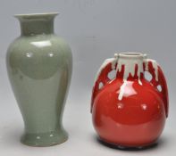 TWO VINTAGE 20TH CENTURY CRACKLE GLAZE VASES