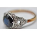 18CT GOLD SAPPHIRE AND DIAMOND RING