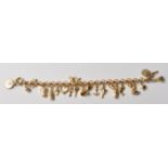 9CT GOLD LADIES CHARM BRACELET