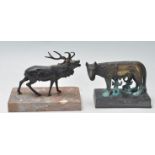 TWO CAST BRONZE FIGURINE SCULPTURES