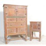EARLY 20TH CENTURY LIMED OAK ARTS AND CRAFTS TALLBOY CHEST OF DRAWERS