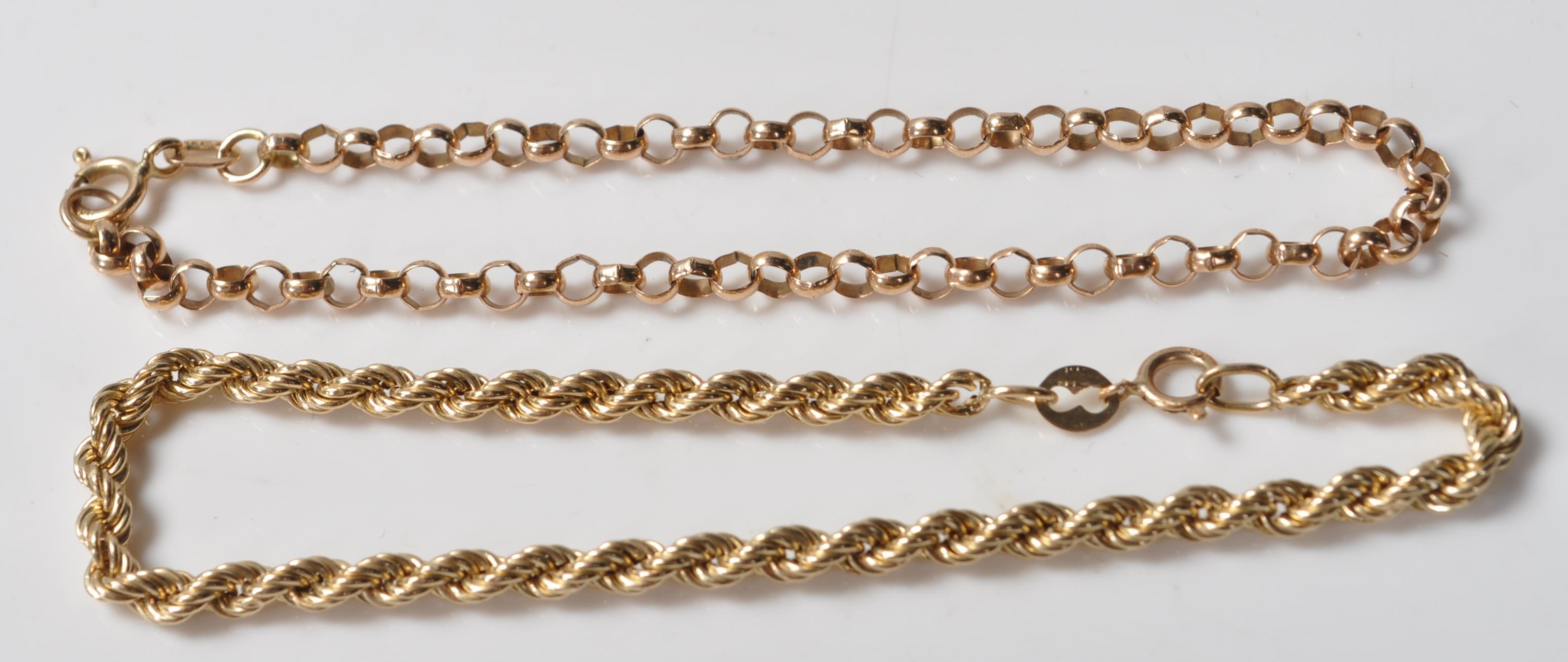 TWO STAMPED 9CT GOLD BRACELET