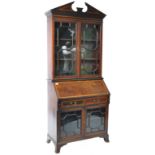 ANTIQUE 19TH CENTURY YEW & MAHOGANY BUREAU BOOKCASE