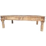 LARGE INDIAN HARDWOOD AND IRON BOUND COFFEE TABLE