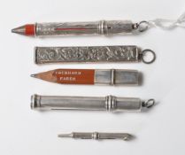 COLLECTION OF ANTIQUE AND LATER SILVER PENCILS