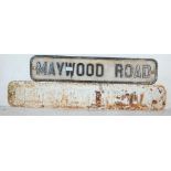 MAYWOOD ROAD AND NEW STATION ROAD CAST IRON STREET SIGNS