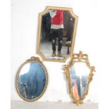 1920'S GILT WOOD FRAMED WALL MIRROR AND OTHERS