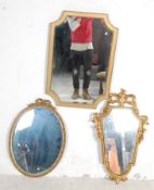 1920'S GILT WOOD FRAMED WALL MIRROR AND OTHERS