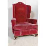 LATE VICTORIAN 19TH CENTURY QUEEN ANNE WING BACK ARMCHAIR