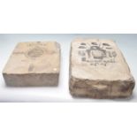 TWO ANTIQUE STONE ADVERTISING PRINTING BLOCKS