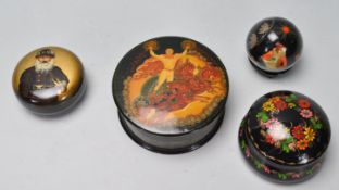 COLLECITON OF FOUR LATE 20TH CENTURY RUSSIAN PALAKH BOXES