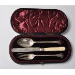 ANTQIUE HALLMARKED STERLING SILVER CHILDRENS CUTLERY SET
