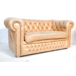 20TH CENTURY BROWN LEATHER CHESTERFIELD SOFS SETTEE