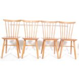 FOUR VINTAGE RETRO 20TH DINING CHAIRS IN THE MANNER OF ERCOL
