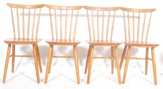 FOUR VINTAGE RETRO 20TH DINING CHAIRS IN THE MANNER OF ERCOL