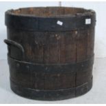 19TH CENTURY OAK AND COOPERED CAST IRON PEAT BUCKET
